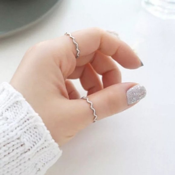 🍒 925 Sterling Silver ZIGZAG Wave Ring - Picture 3 of 11